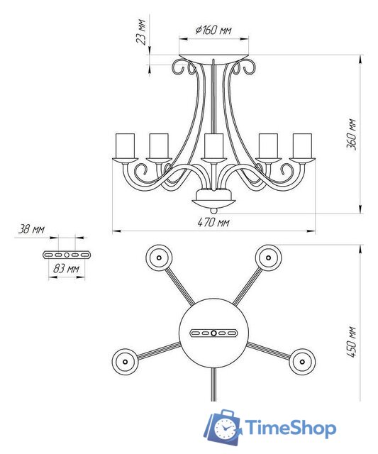 Люстра средней высоты Элетех Классик 151 НПБ 01-5х60-141 1005404788 (белый муар) - Изображение №6 — Интернет-магазин Time-Shop