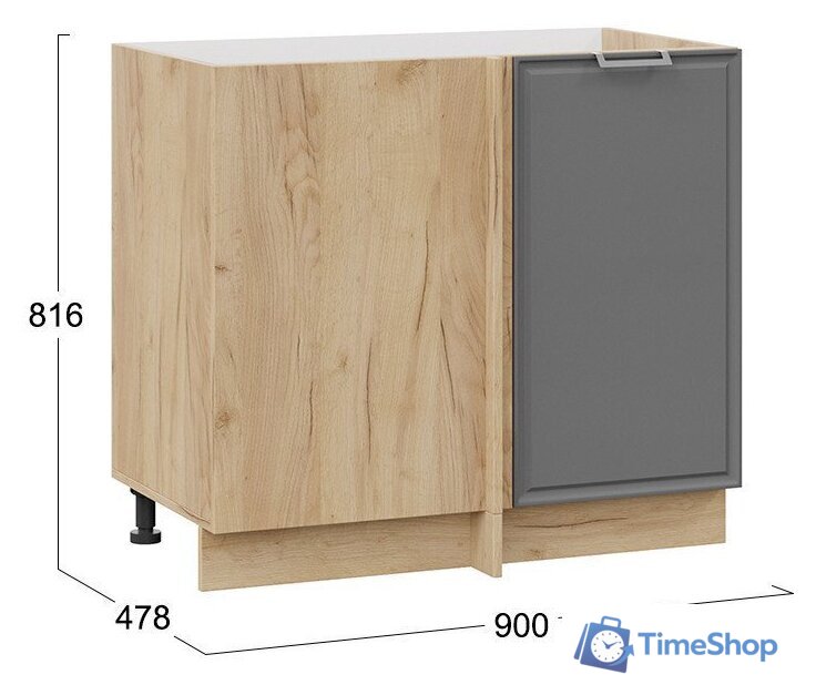 Шкаф напольный Трия Белладжио 1Н9У (дуб крафт золотой/софт графит) - Изображение №3 — Интернет-магазин Time-Shop