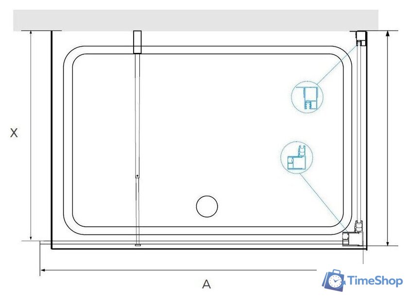 Душевой уголок RGW WA-05-1B (WA-02B+Z-060-2B) 351005188-14 80x80 (черный/прозрачное стекло) - Изображение №2 — Интернет-магазин Time-Shop