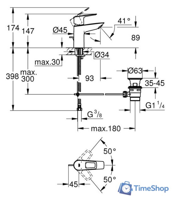 Смеситель Grohe Bauloop 23335001 - Изображение №5 — Интернет-магазин Time-Shop
