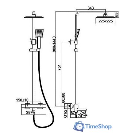 Душевая система  Ledeme L2424 - Изображение №2 — Интернет-магазин Time-Shop