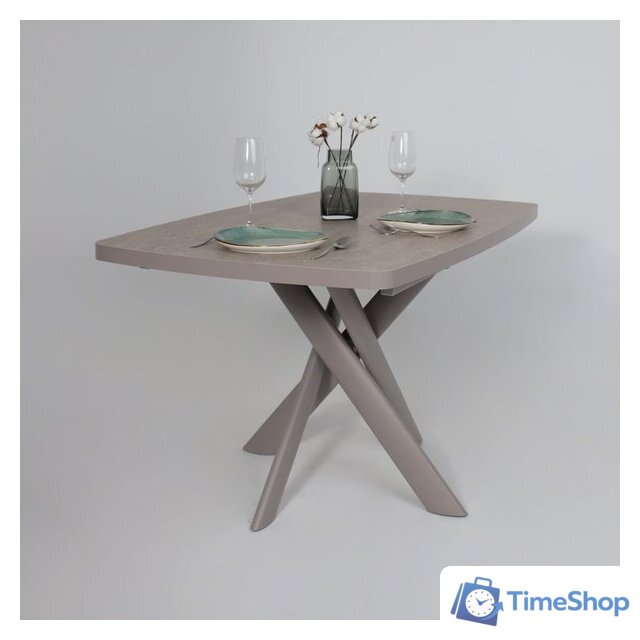 Кухонный стол Мамадома Leonel-130 раздвижной 130-165х85 (бежевый камень-hpl/капучино) - Изображение №6 — Интернет-магазин Time-Shop