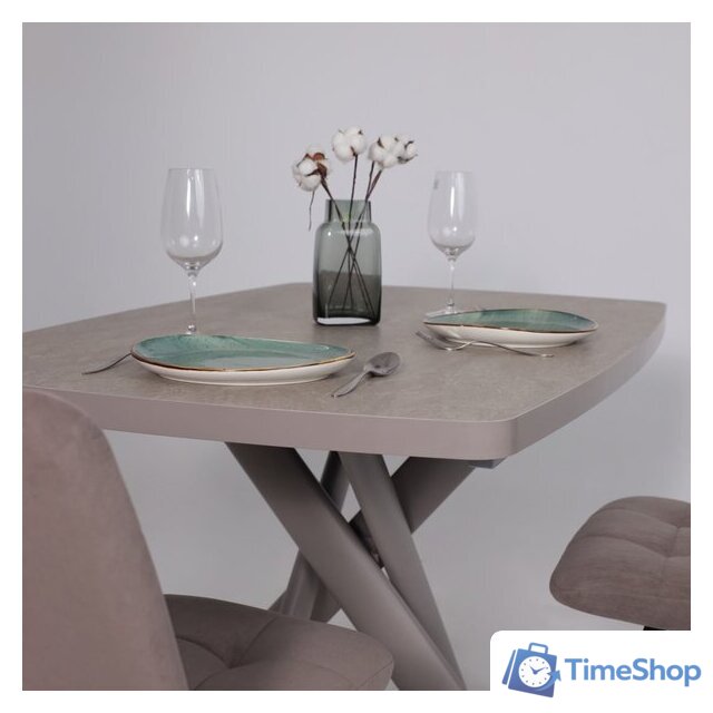 Кухонный стол Мамадома Leonel-130 раздвижной 130-165х85 (бежевый камень-hpl/капучино) - Изображение №5 — Интернет-магазин Time-Shop