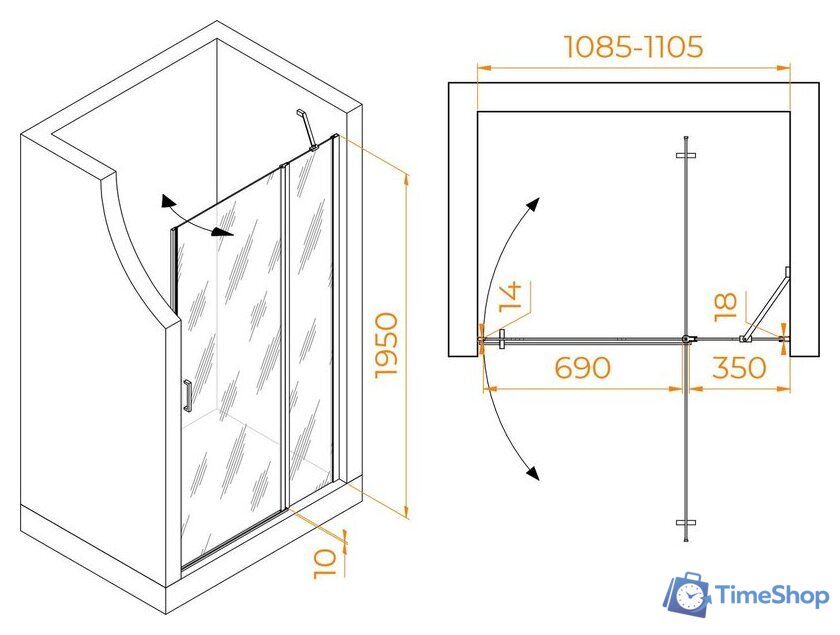 Душевая дверь RGW LE-004B 351200411-14 - Изображение №5 — Интернет-магазин Time-Shop