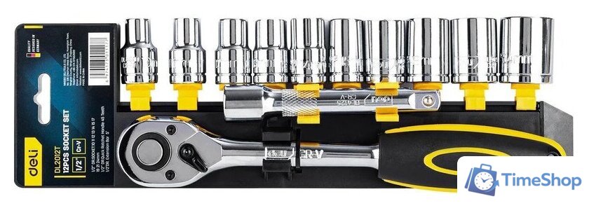 Набор трещотка с головками Deli DL2012T (12 предметов) - Изображение №1 — Интернет-магазин Time-Shop