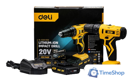 Ударная дрель-шуруповерт Deli DL-CZ20-E1D2 102883 (с 2-мя АКБ, кейс) - Изображение №1 — Интернет-магазин Time-Shop