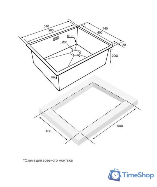 Кухонная мойка Paulmark NEXT-SKEW 54 UNI PM885444-MG (серый/серый матовый) - Изображение №3 — Интернет-магазин Time-Shop