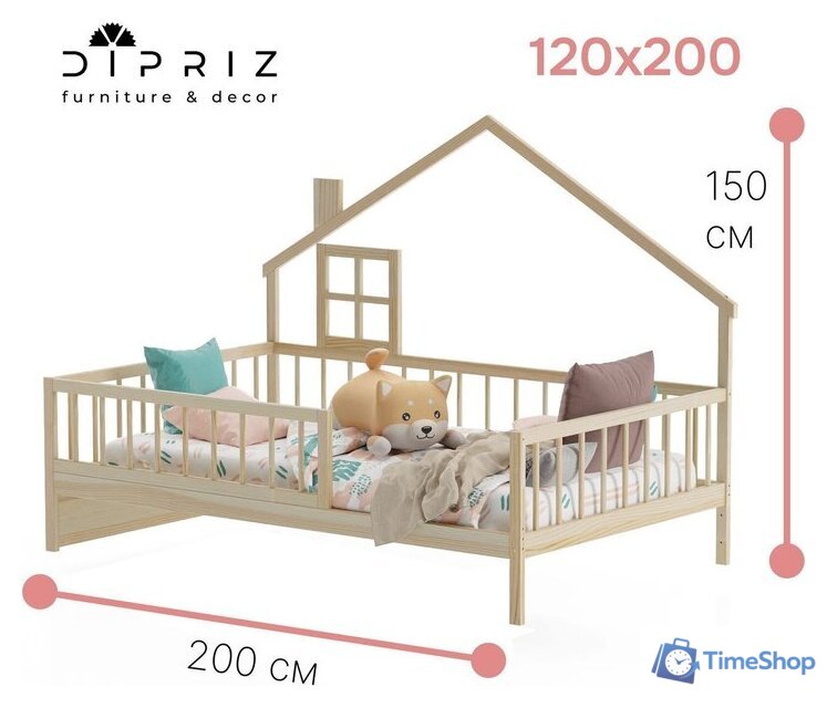 Кровать-домик Диприз Loki 120х200 Д.80063.2 (без отделки) - Изображение №2 — Интернет-магазин Time-Shop