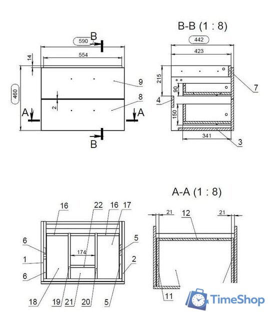  Cersanit Тумба с умывальником Lara 60 + Como 63414 + S-UM-COM60/1-w - Изображение №2 — Интернет-магазин Time-Shop