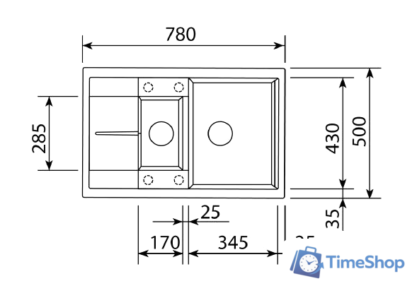 Кухонная мойка Zigmund & Shtain Rechteck 780.2 (молодое шампанское) - Изображение №2 — Интернет-магазин Time-Shop
