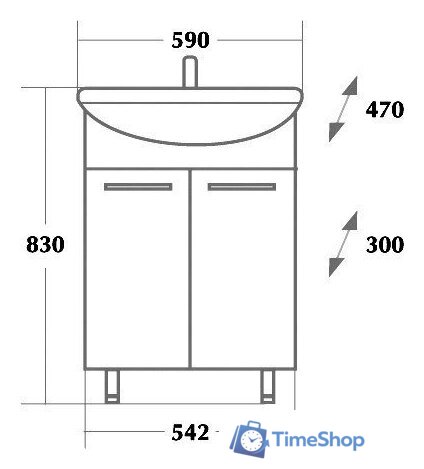  Onika Тумба под умывальник Коралл 60.10 (белый) [106001] - Изображение №2 — Интернет-магазин Time-Shop