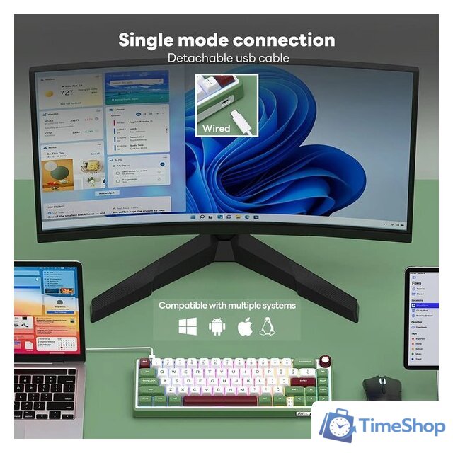 Клавиатура Royal Kludge R65 Green Sand (RK Brown) - Изображение №14 — Интернет-магазин Time-Shop