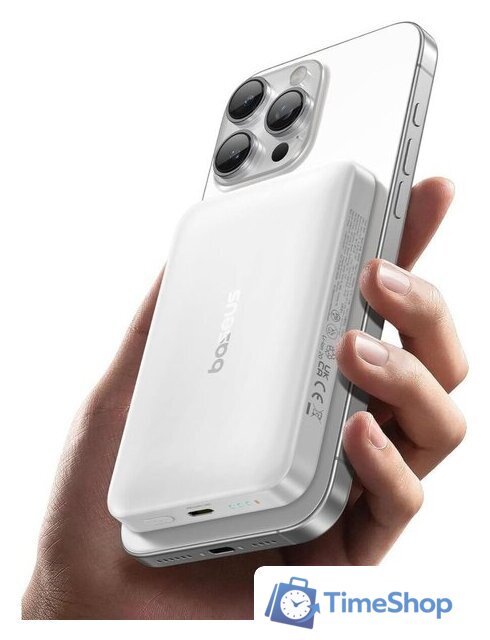 Внешний аккумулятор Baseus EnerFill FM12 Qi2 Magnetic Power Bank 22.5W 10000mAh (белый) - Изображение №3 — Интернет-магазин Time-Shop
