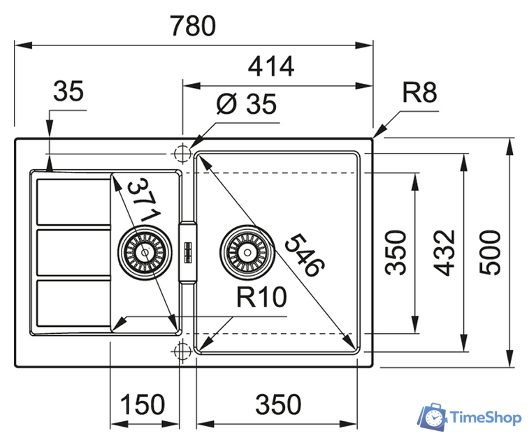 Кухонная мойка Franke Sirius 2.0 S2D 651-78 Tectonite 143.0628.385 (белый) - Изображение №2 — Интернет-магазин Time-Shop