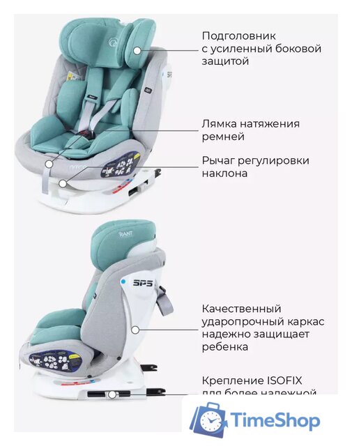 Детское автокресло Rant Nitro Isofix UB619 (серый/мятный) - Изображение №9 — Интернет-магазин Time-Shop