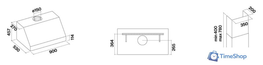 Кухонная вытяжка Falmec Zeus Professional 90 1000 м3/ч (нержавеющая сталь) - Изображение №2 — Интернет-магазин Time-Shop