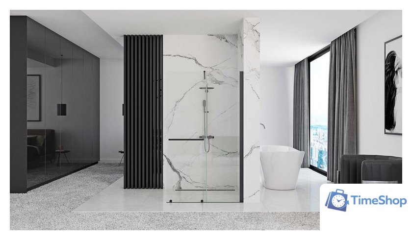 Душевая стенка Rea Cortis 120 (черный/прозрачное стекло) - Изображение №3 — Интернет-магазин Time-Shop