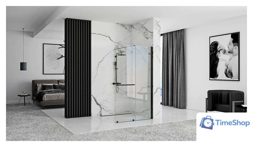 Душевая стенка Rea Cortis 120 (черный/прозрачное стекло) - Изображение №6 — Интернет-магазин Time-Shop