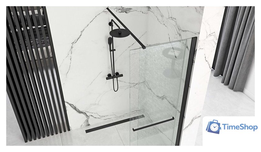 Душевая стенка Rea Cortis 120 (черный/прозрачное стекло) - Изображение №5 — Интернет-магазин Time-Shop