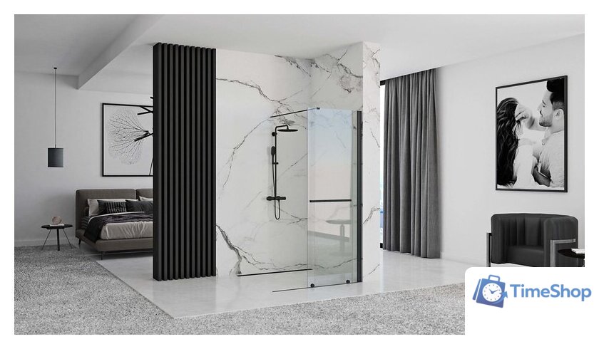 Душевая стенка Rea Cortis 120 (черный/прозрачное стекло) - Изображение №4 — Интернет-магазин Time-Shop