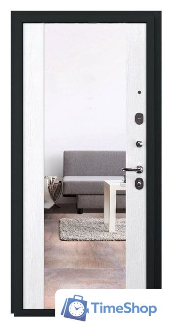 Металлическая дверь Guard С зеркалом 96х205 (правая, графитбьянко) - Изображение №3 — Интернет-магазин Time-Shop