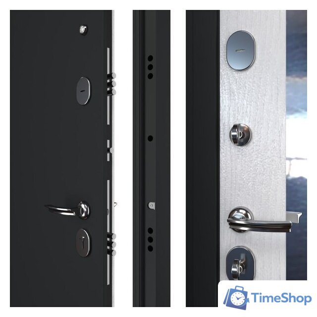 Металлическая дверь Guard С зеркалом 96х205 (правая, графитбьянко) - Изображение №4 — Интернет-магазин Time-Shop