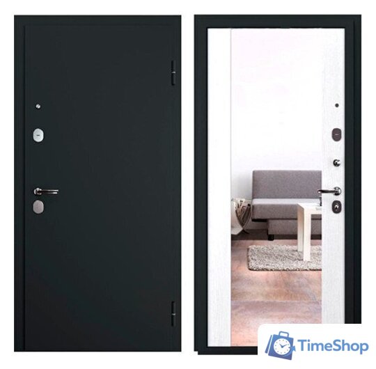 Металлическая дверь Guard С зеркалом 96х205 (правая, графитбьянко) - Изображение №1 — Интернет-магазин Time-Shop