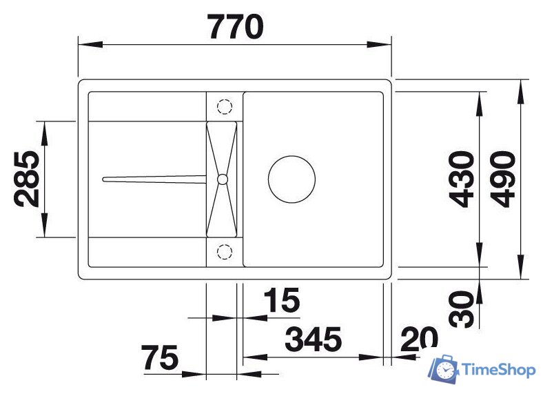Кухонная мойка Blanco Metra 45 S-F 527290 (вулканический серый) - Изображение №3 — Интернет-магазин Time-Shop