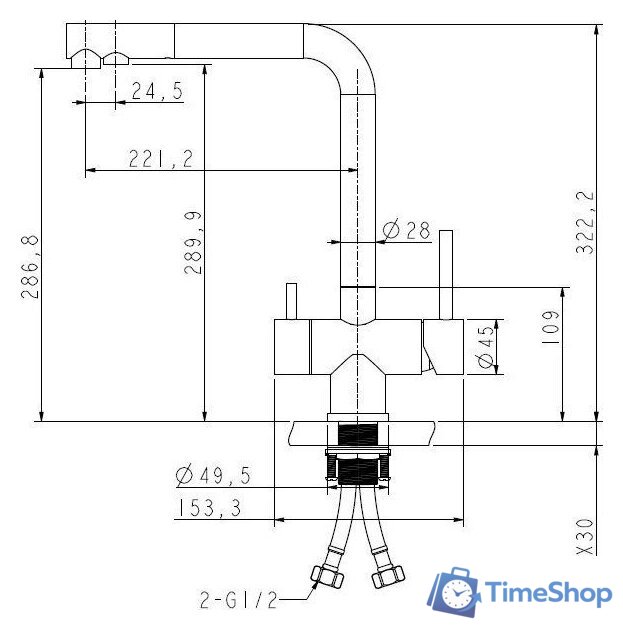 Смеситель ARFEKA Geminia (золотой PVD) - Изображение №2 — Интернет-магазин Time-Shop
