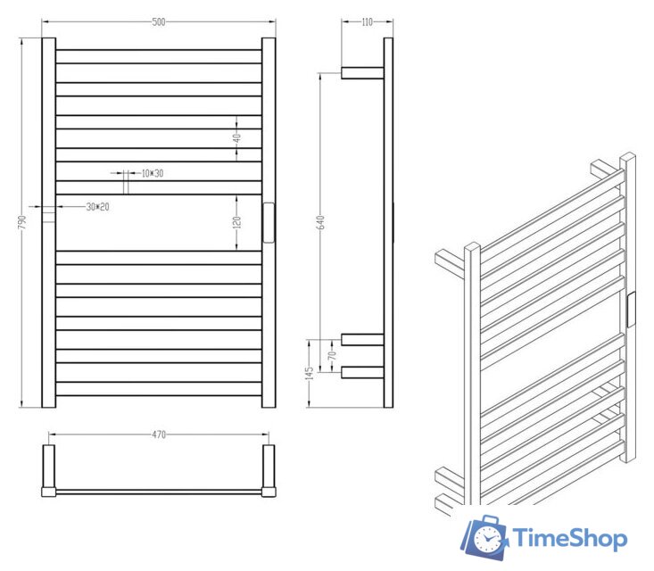 Полотенцесушитель Roxen Plaza 11040-5079GM - Изображение №10 — Интернет-магазин Time-Shop