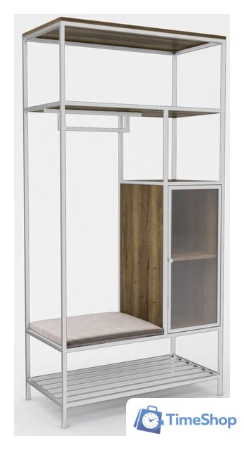 Стеллаж Hype Mebel Босс 120x200 (белый/дуб галифакс олово/велюр серый) - Изображение №1 — Интернет-магазин Time-Shop
