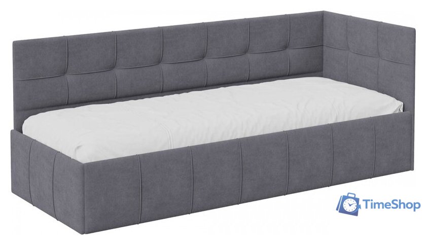 Кровать-тахта Трия Грей c мягкой обивкой с ПМ 80x200 (велюр Galaxy серый) - Изображение №1 — Интернет-магазин Time-Shop