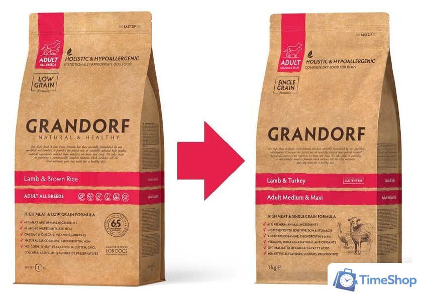 Сухой корм для собак Grandorf Medium & Maxi Breeds Lamb & Turkey (с ягненком и индейкой) 10 кг - Изображение №2 — Интернет-магазин Time-Shop
