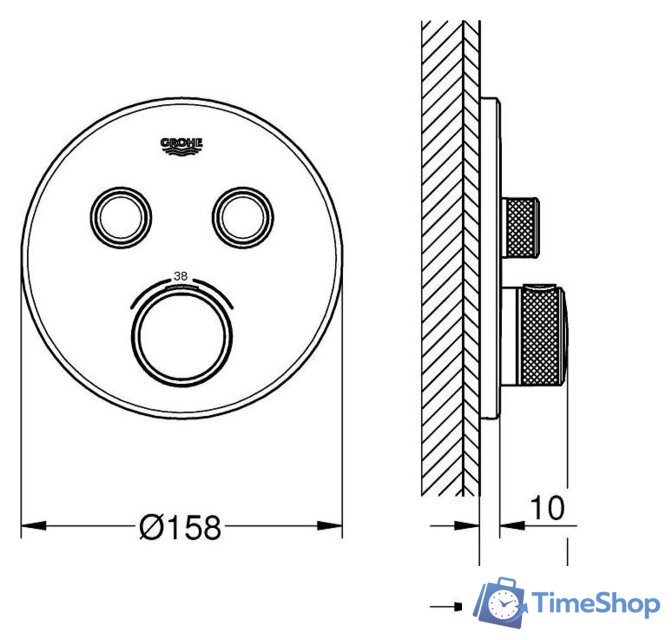 Переключатель режимов Grohe Grohtherm 29507KF0 - Изображение №5 — Интернет-магазин Time-Shop