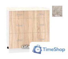 Шкаф напольный Кортекс-мебель Корнелия Лира НШ80р3ш (дуб сонома/марсель) - Изображение №1 — Интернет-магазин Time-Shop