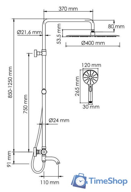 Душевая система  Wasserkraft A188.117.127.087.CH Thermo - Изображение №3 — Интернет-магазин Time-Shop