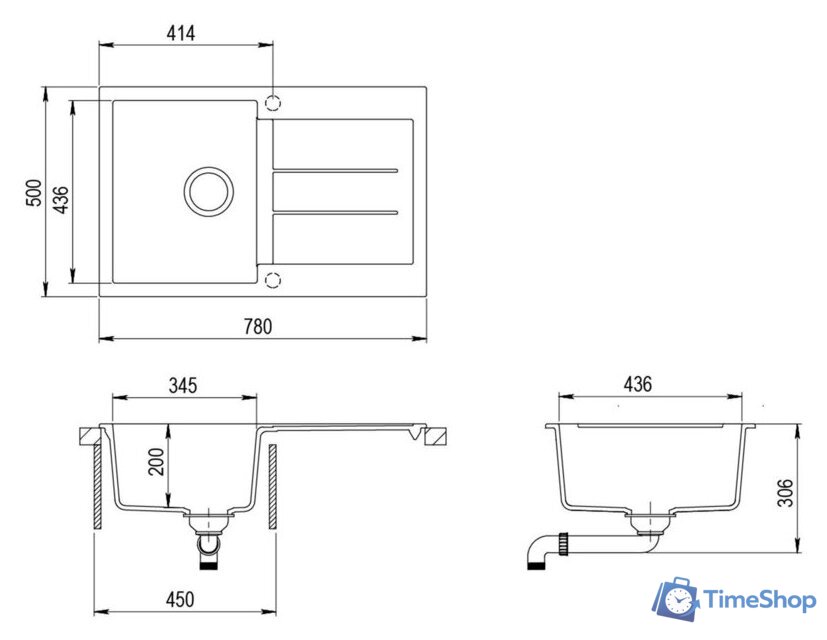 Кухонная мойка Aquasanita Tesa SQT101AW (графит 222) - Изображение №2 — Интернет-магазин Time-Shop