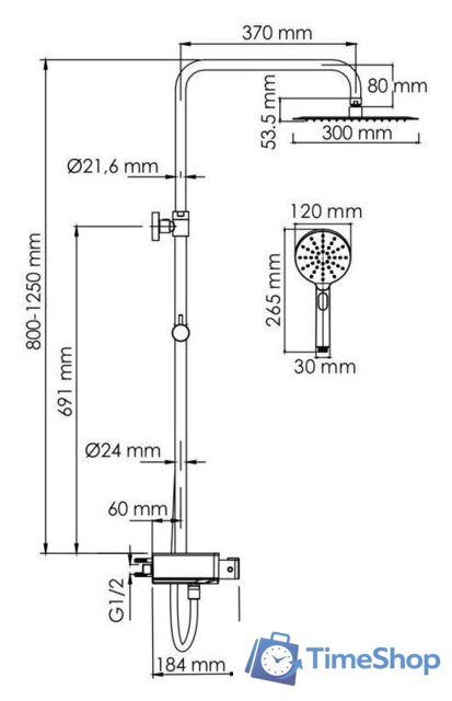 Душевая система  Wasserkraft A113.118.127.CH Thermo - Изображение №3 — Интернет-магазин Time-Shop