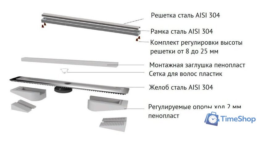 Трап/канал Berges Wasserhaus B1 Keramik 800 095119 (матовый черный) - Изображение №5 — Интернет-магазин Time-Shop