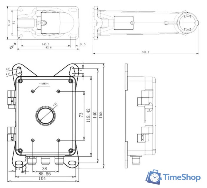 Крепление для камер видеонаблюдения Hikvision DS-1602ZJ-BOX - Изображение №2 — Интернет-магазин Time-Shop