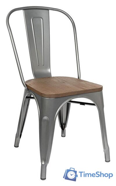 Стул Stool Group Tolix Wood YD-H440B-W YG-15 (серебристый матовый/темное дерево) - Изображение №1 — Интернет-магазин Time-Shop