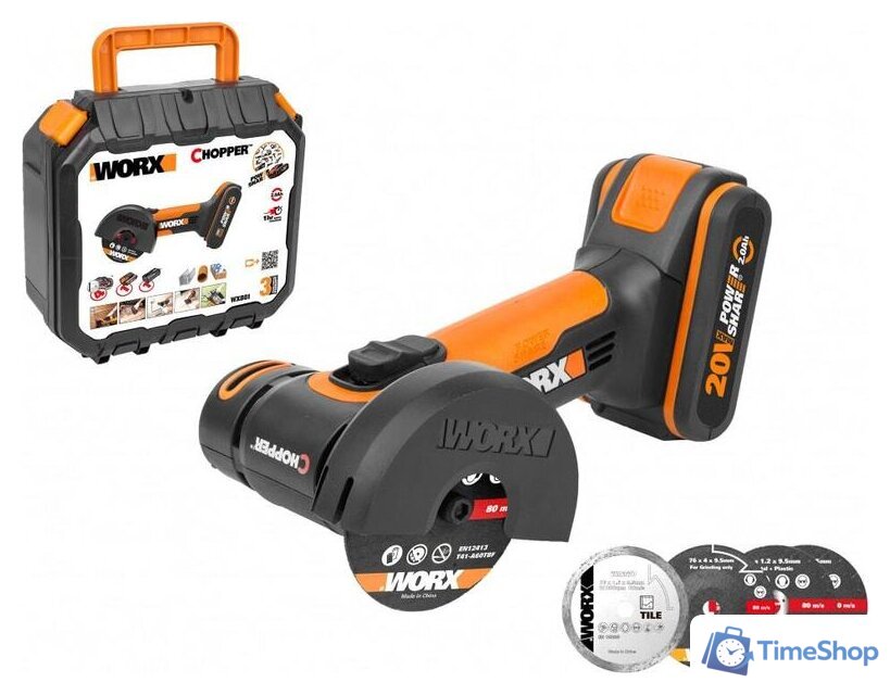 Угловая шлифмашина Worx WX801 (с 1-им АКБ, кейс) - Изображение №1 — Интернет-магазин Time-Shop