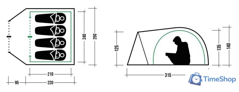 Кемпинговая палатка Trek Planet Bergamo 4 (зеленый) - Изображение №11 — Интернет-магазин Time-Shop