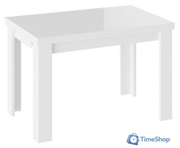 Кухонный стол Трия Норман тип 1 (белый/стекло белый глянец) - Изображение №1 — Интернет-магазин Time-Shop