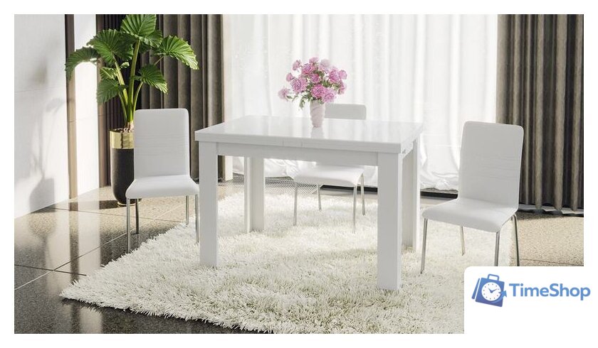 Кухонный стол Трия Норман тип 1 (белый/стекло белый глянец) - Изображение №4 — Интернет-магазин Time-Shop