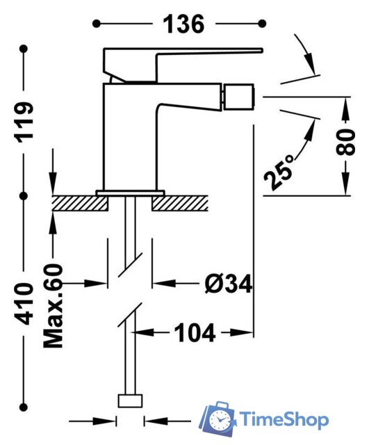 Смеситель Tres Slim 20212001Or - Изображение №2 — Интернет-магазин Time-Shop