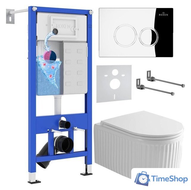 Унитаз подвесной Roxen Royal Matt в комплекте с инсталляцией StounFix Dual Fresh 6 в 1 968245 (кнопка: хром глянцевый) - Изображение №1 — Интернет-магазин Time-Shop