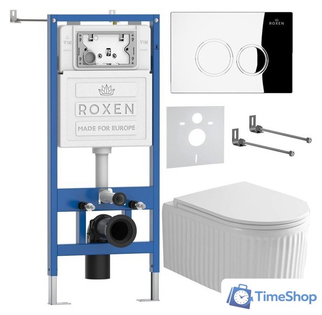 Унитаз подвесной Roxen Royal Matt в комплекте с инсталляцией StounFix Dual Fresh 6 в 1 968245 (кнопка: хром глянцевый) - Изображение №2 — Интернет-магазин Time-Shop