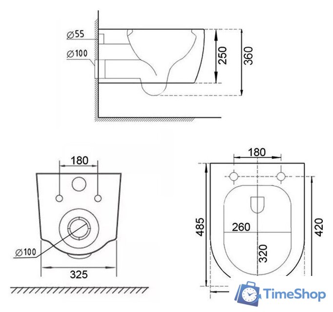 Унитаз подвесной Roxen Royal Matt в комплекте с инсталляцией StounFix Dual Fresh 6 в 1 968245 (кнопка: хром глянцевый) - Изображение №14 — Интернет-магазин Time-Shop