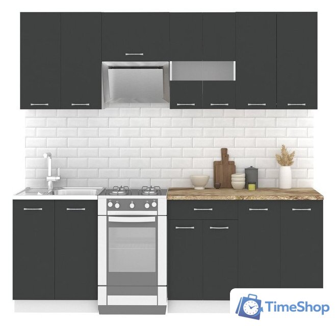 Готовая кухня Mio Tesoro Экстра-лайт 2.2 (антрацит/мадрид) - Изображение №1 — Интернет-магазин Time-Shop